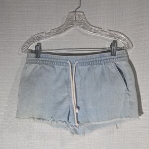 Aerie Light Blue Jean Shorts with Drawstring